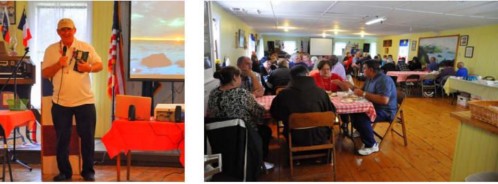 Marty Guidry, our host, and family members chatting between presentations