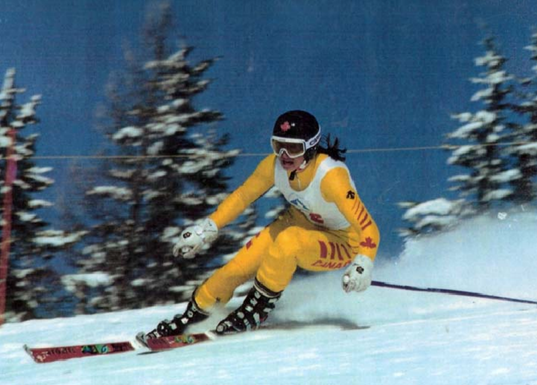 André Labine's daughter Mélanie in a Downhill event at Whitefish Montana, where she won