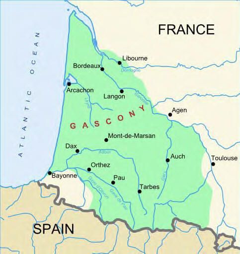 Map of Gascony, France