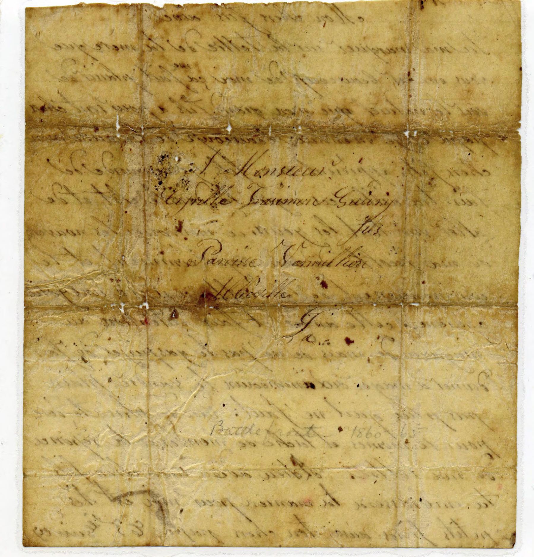 Cover page - Letter from Cyrille Trasimon Guidry père