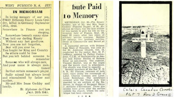 Emery Louis Geddy paper articles