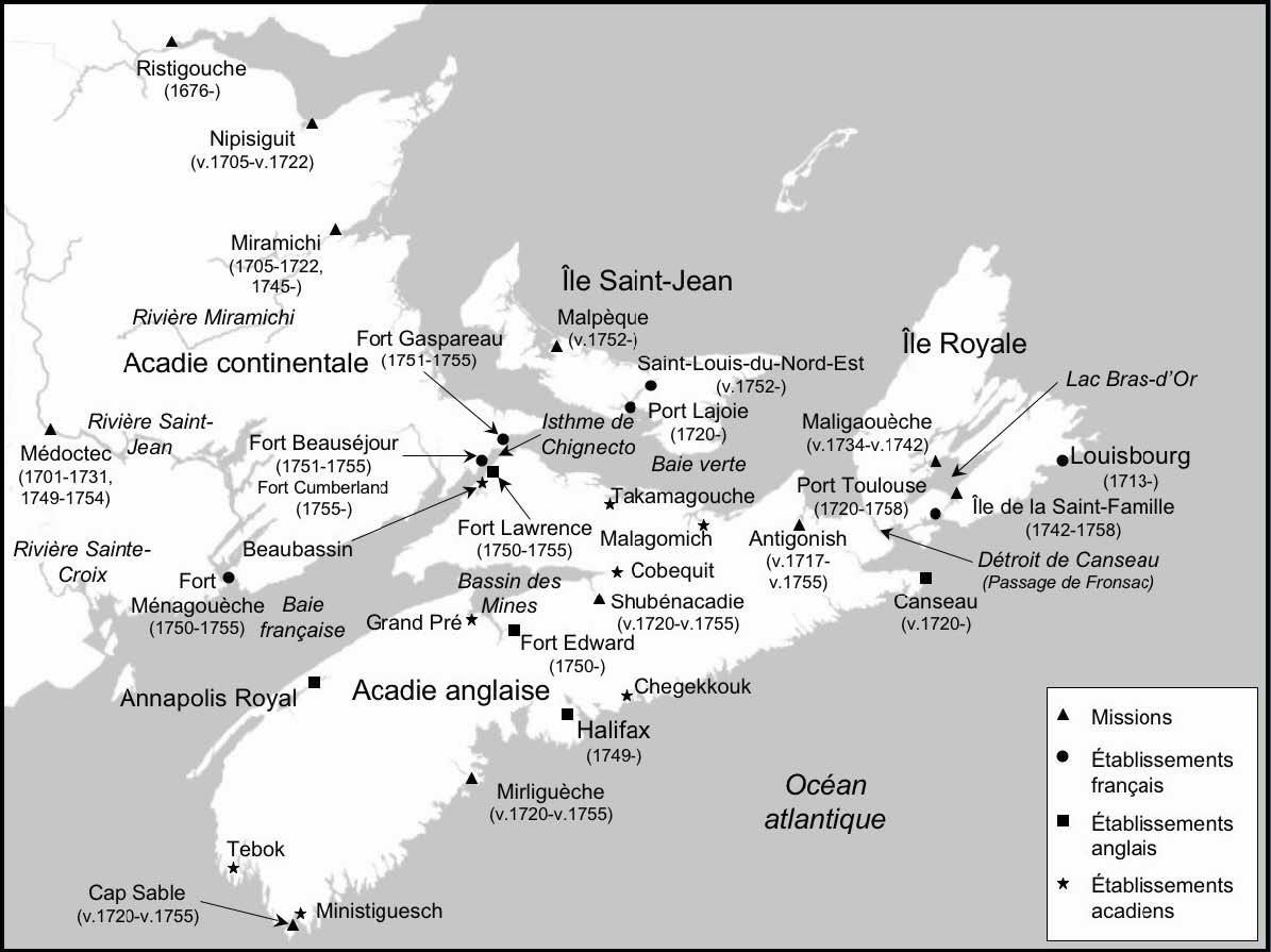 Acadia between 1713-1763