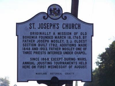 St. Joseph's Church historical marker, near Queen Anne, Maryland