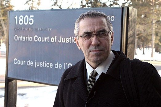 Defence lawyer Gil Labine stands outside the Thunder Bay Ontario Court of Justice on Dec. 5, 2011