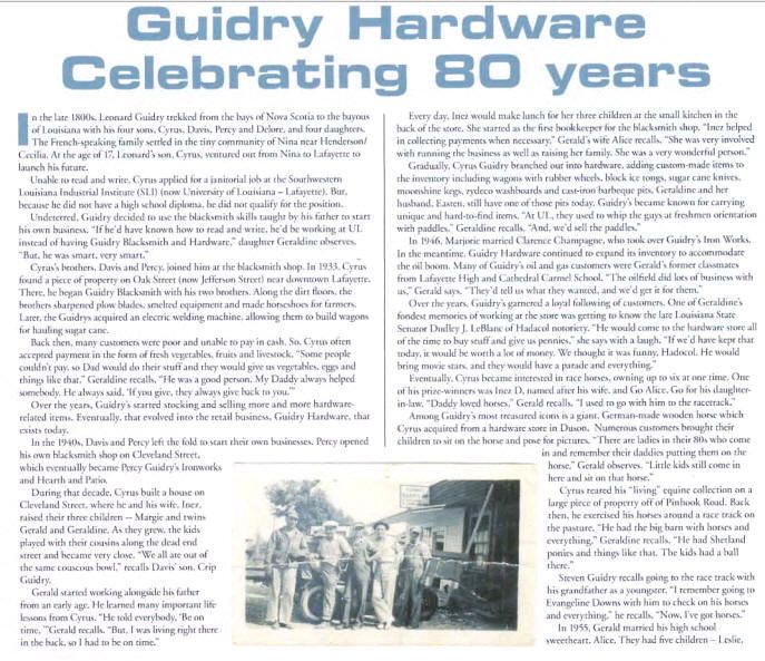 Guidry Newspaper clipping