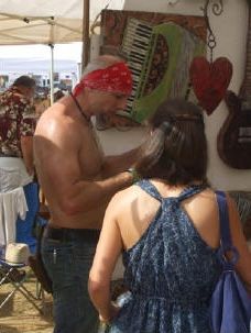 Kelly Guidry with customer