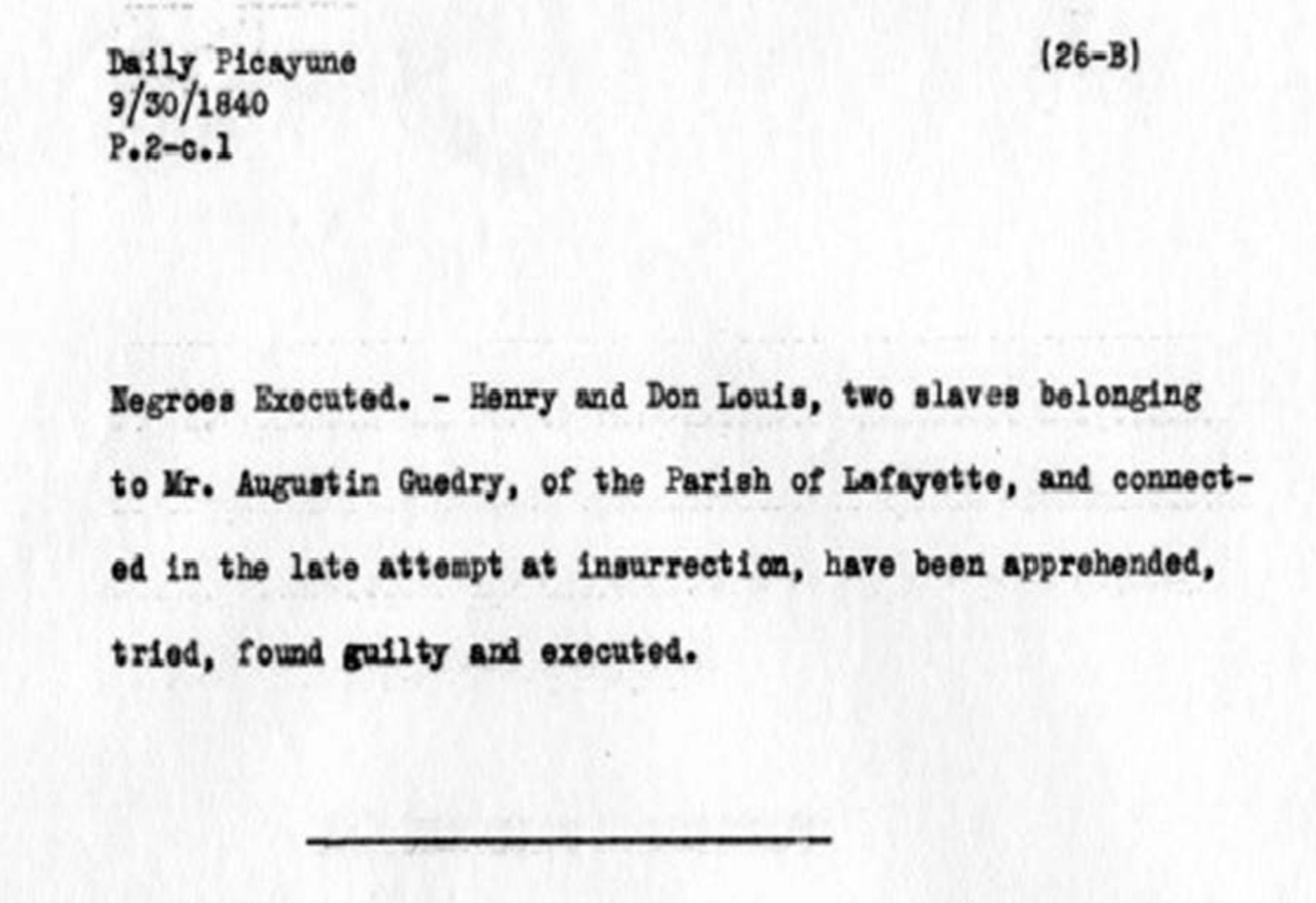 Daily Picayune (New Orleans, LA) 30 September 1840, Page 2 (Louisiana Digital Library)