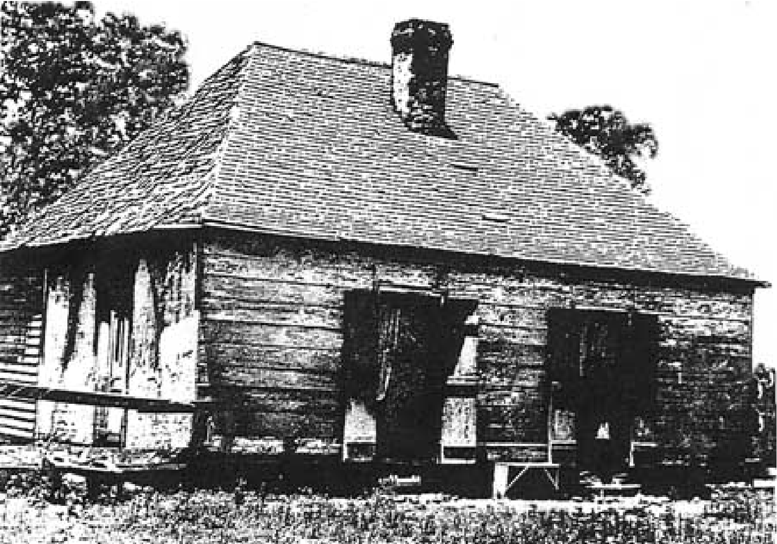 Slave cabin at Barbara Plantation, Louisiana. Early 19th century construction. Photograph from Library of Congress