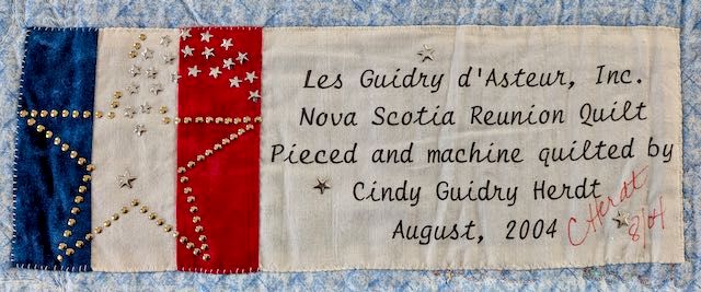 The quilt was assembled by Cindy Guidry Herdt for the 2004 reunion