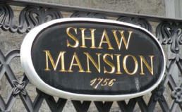 Historical plaque at Shaw Mansion