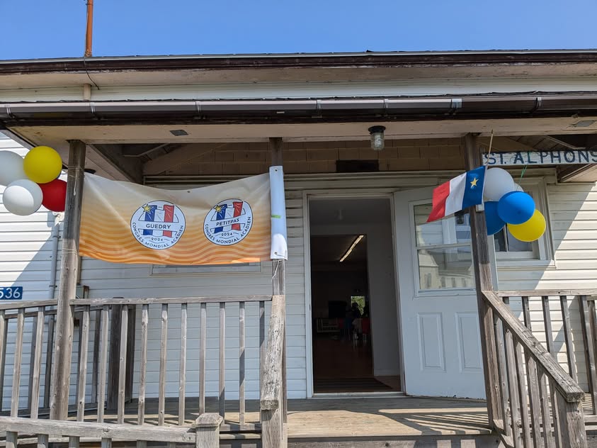 Decorated entrance to St Alphonse Hall