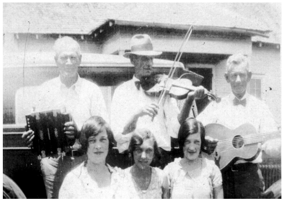 Arthur Guidry on accordion, Jean Dosite Guidry on fiddle and Isidore Guidry on guitar. Celiman 'Meyon' Guidry, and Denneigne Mathieu, and Birdie Mathieu