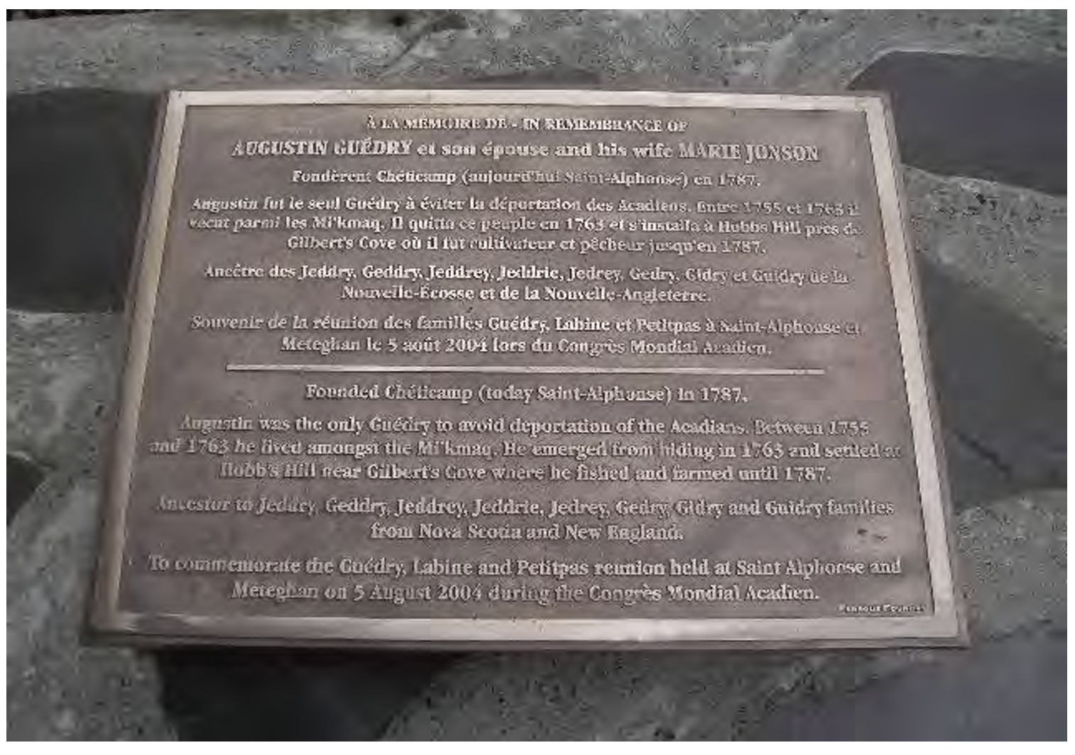 Augustin Guédry dit Grivois Founder of Chéticamp (Saint-Alphonse de Clare)