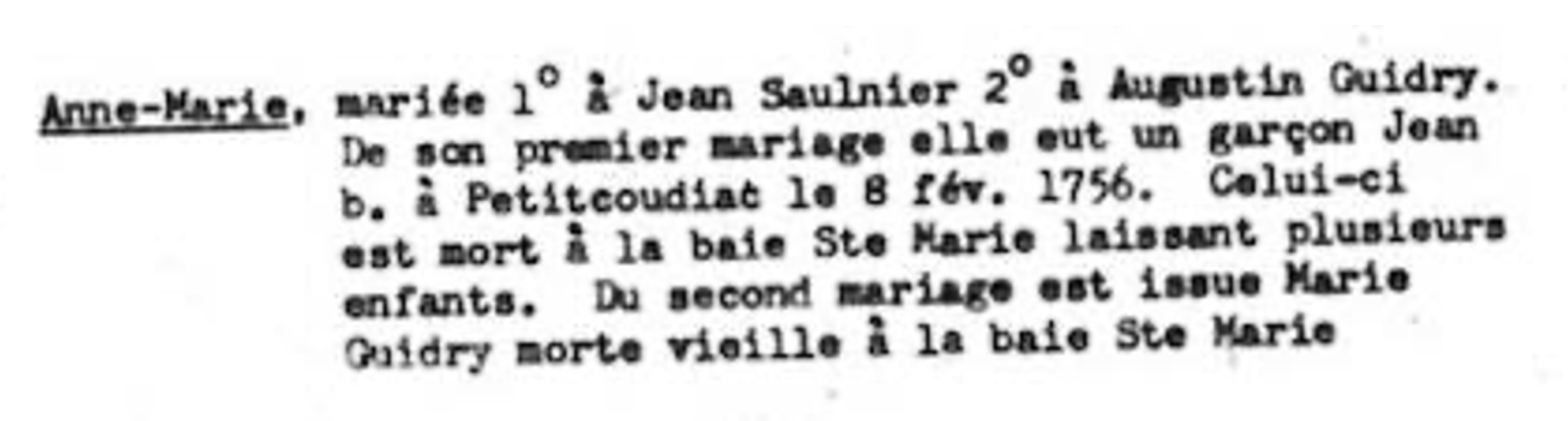 Augustin Guédry dit Grivois Founder of Chéticamp (Saint-Alphonse de Clare)