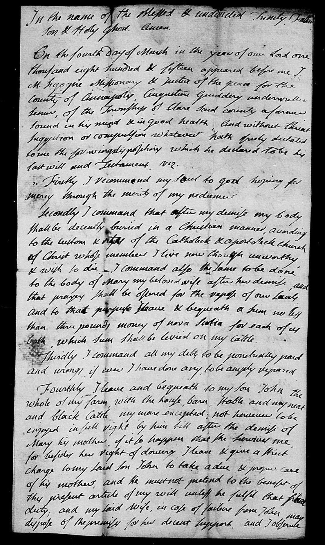 Augustin Guédry dit Grivois Founder of Chéticamp (Saint-Alphonse de Clare)