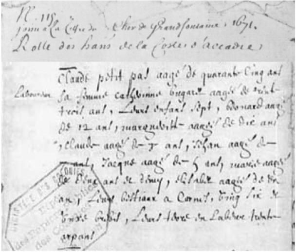 1671 Census of Port-Royal, Acadia