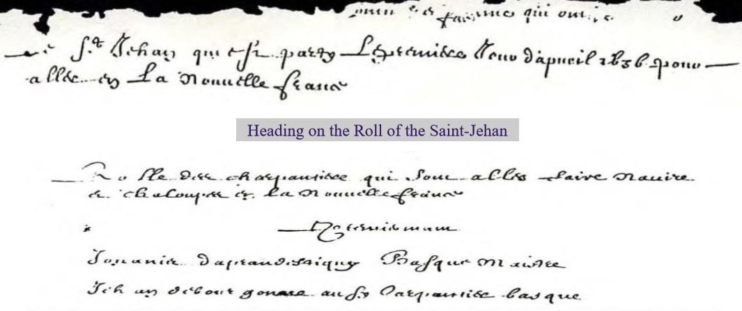 Heading on the Roll of the Saint-Jehan