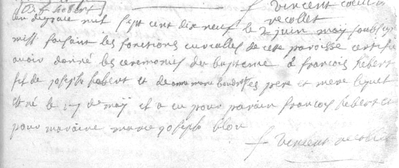 Baptism of François Hébert