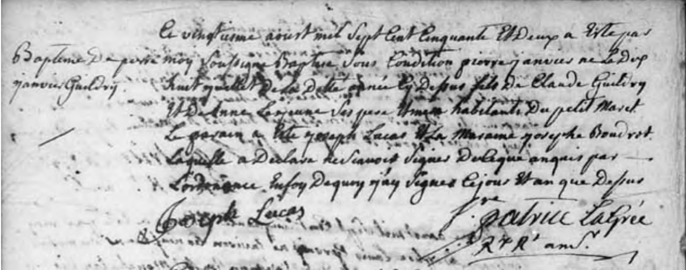 Baptism of Paul Janvier Guédry