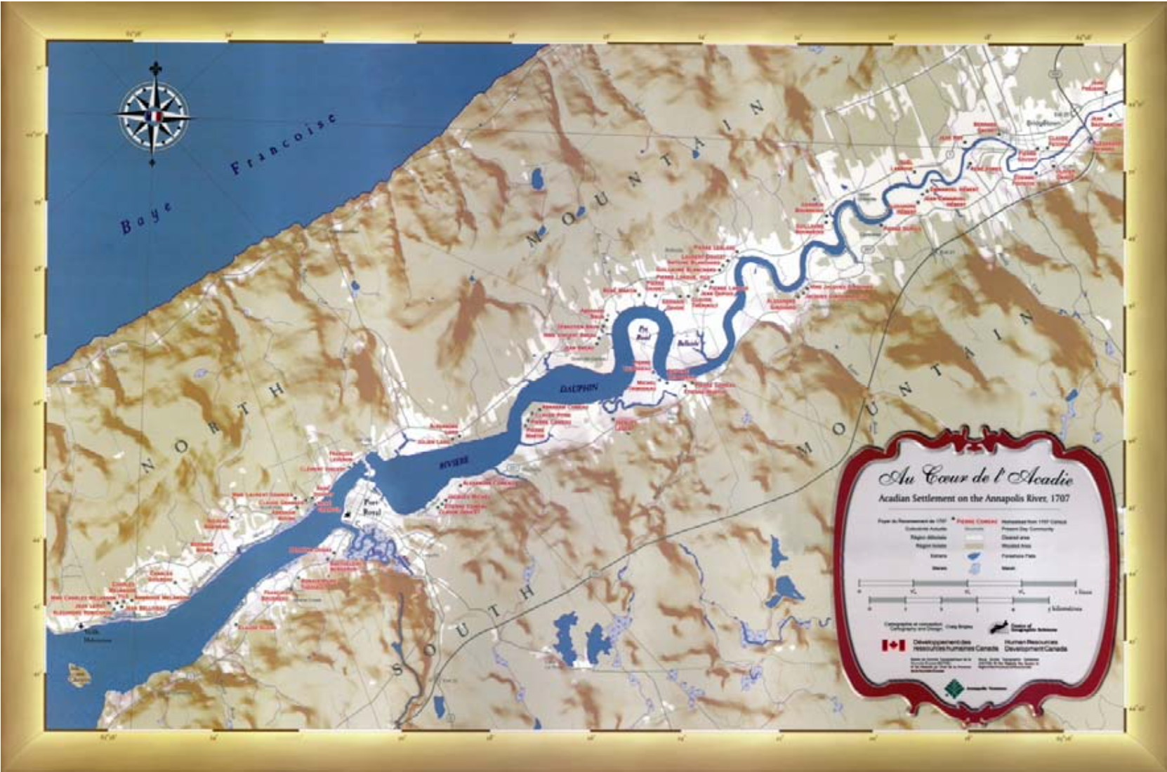 Map of Annapolis River, 1707 by Delabat with Claude Petitpas Land Shown