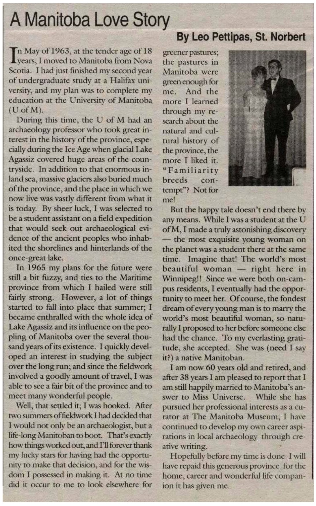 Original Manitoba Love Story Article by Leo Petitpas
